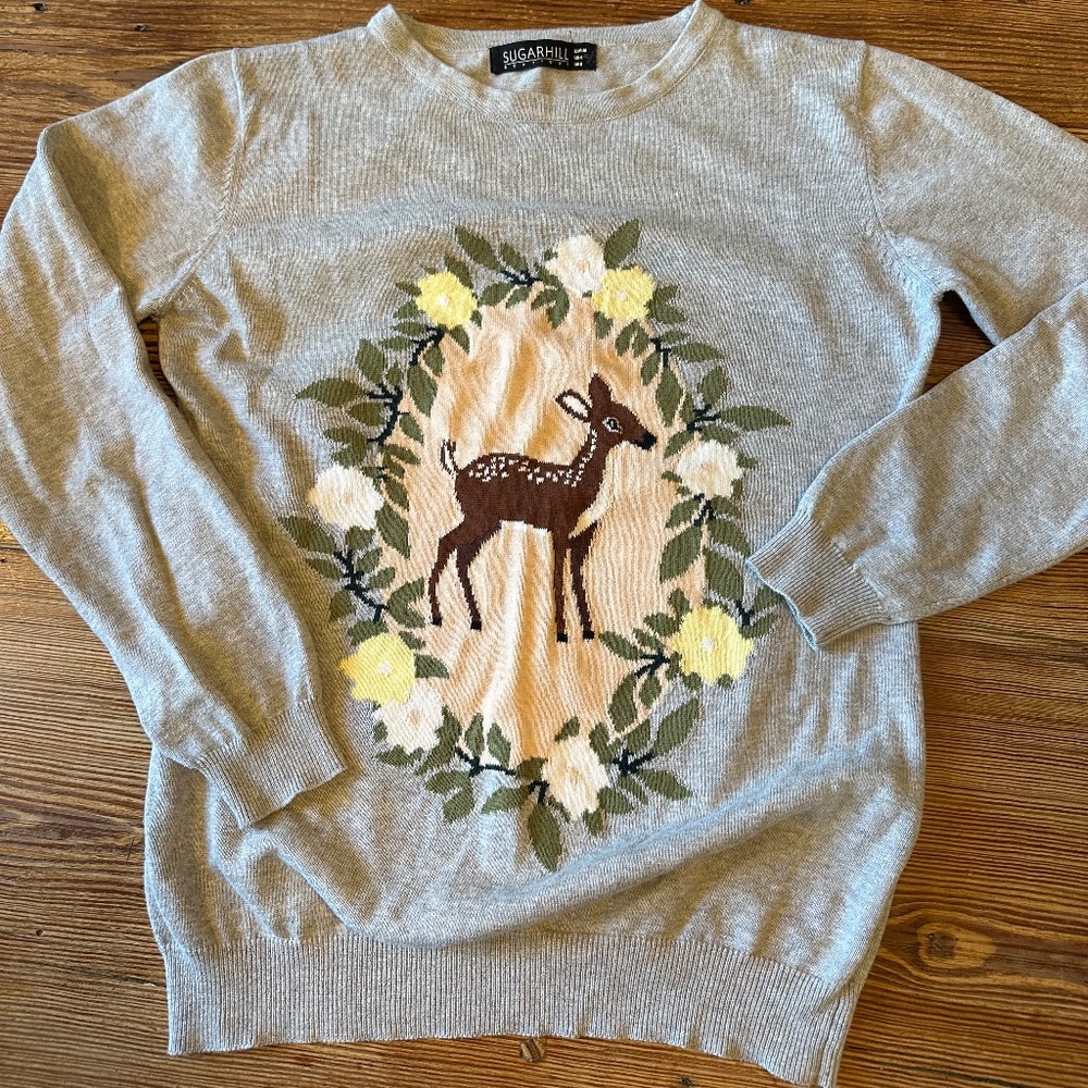 Gray Sugarhill boutique Deer sweater-US4 Small